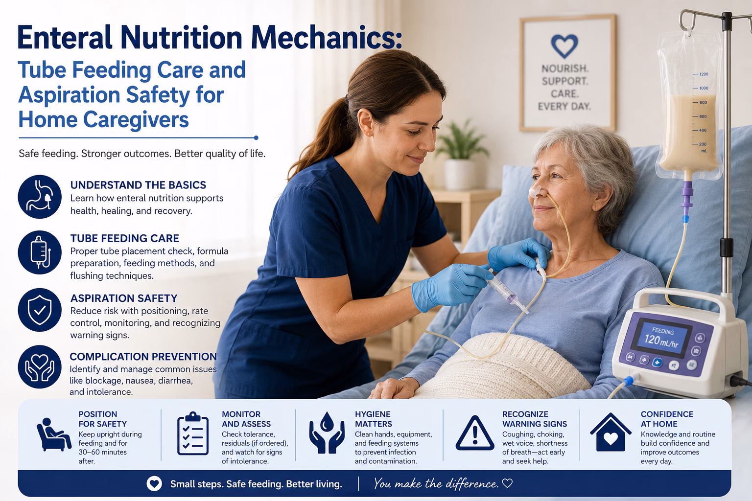 Enteral Nutrition Mechanics: Tube Feeding Care and Aspiration Safety for Home Caregivers